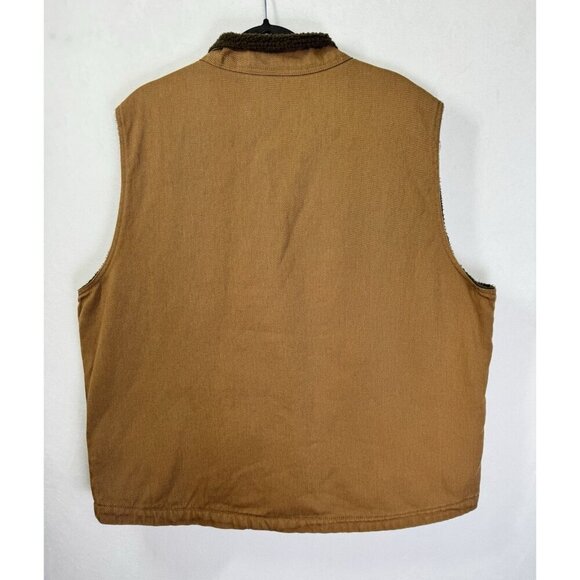 Wolverine Upland Canvas Vest Mens XL Brown Sherpa Lined Full Zip Work Heavy - Picture 3 of 8